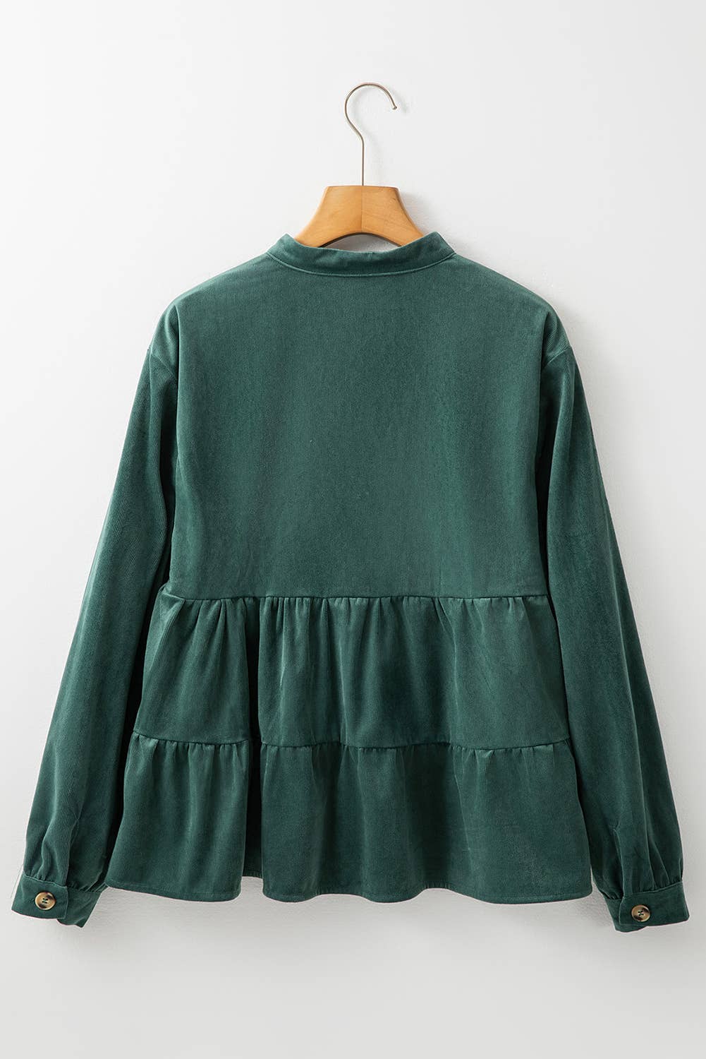Corduroy Ruffle Tiered Buttoned Shirt