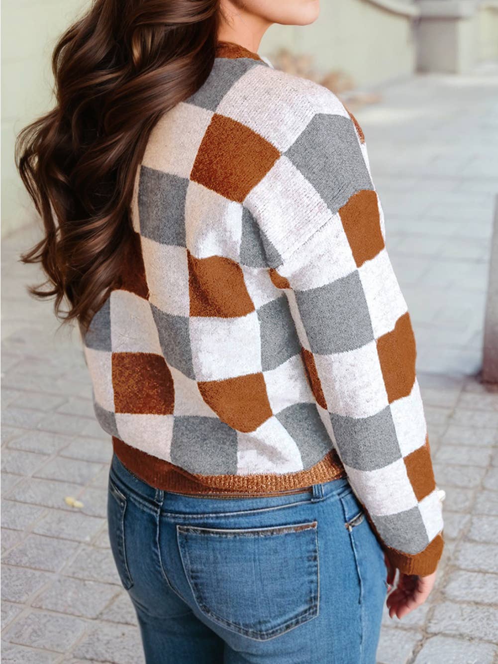 Checkered Crewneck Sweater