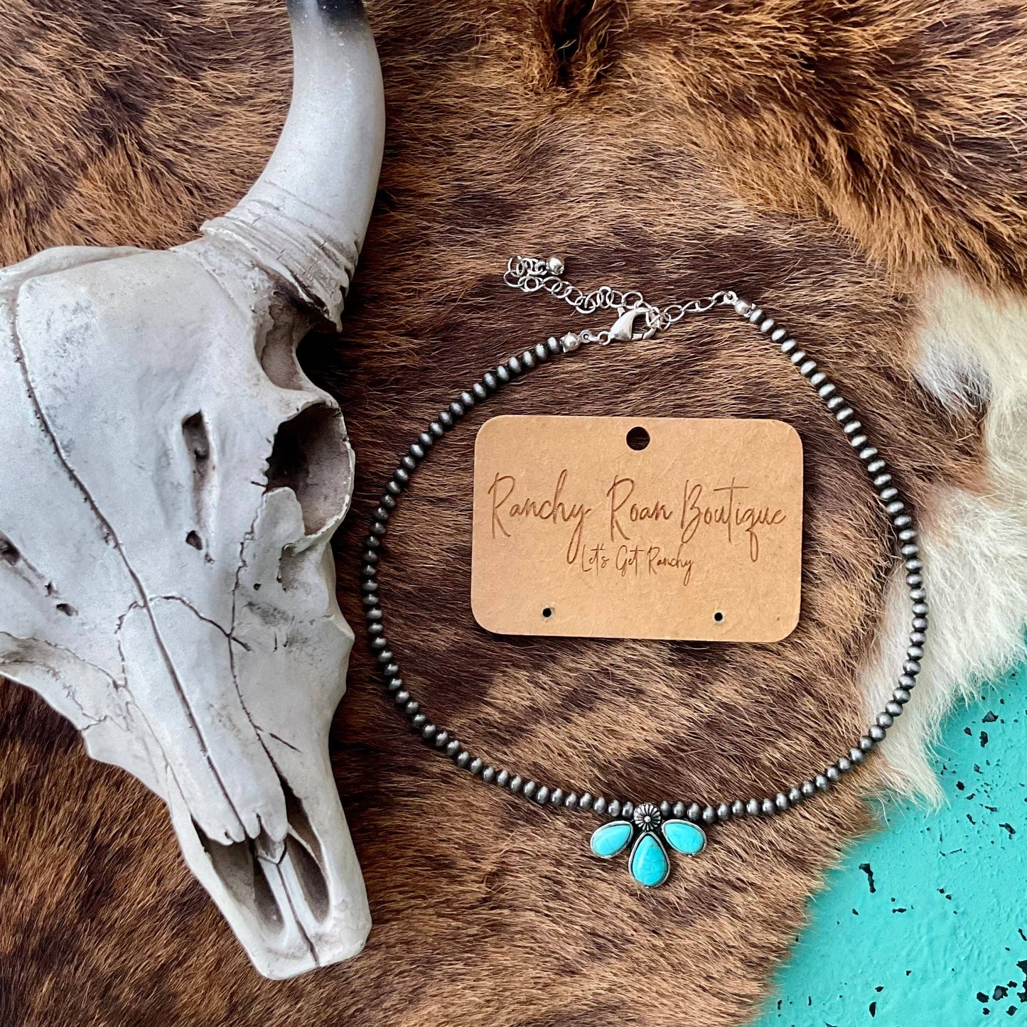 Western Half Concho Stone Choker
