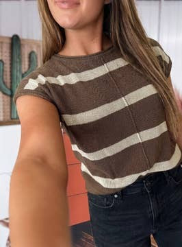 Preorder: Western Brown Striped Sweater