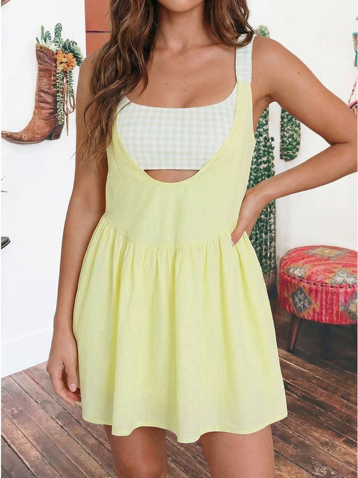 Preorder: Gingham Contrast Mini Dress