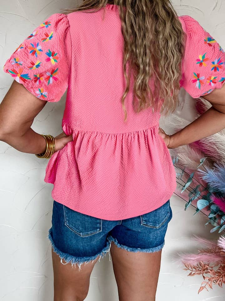 Preorder: Flower Embroidered Blouse