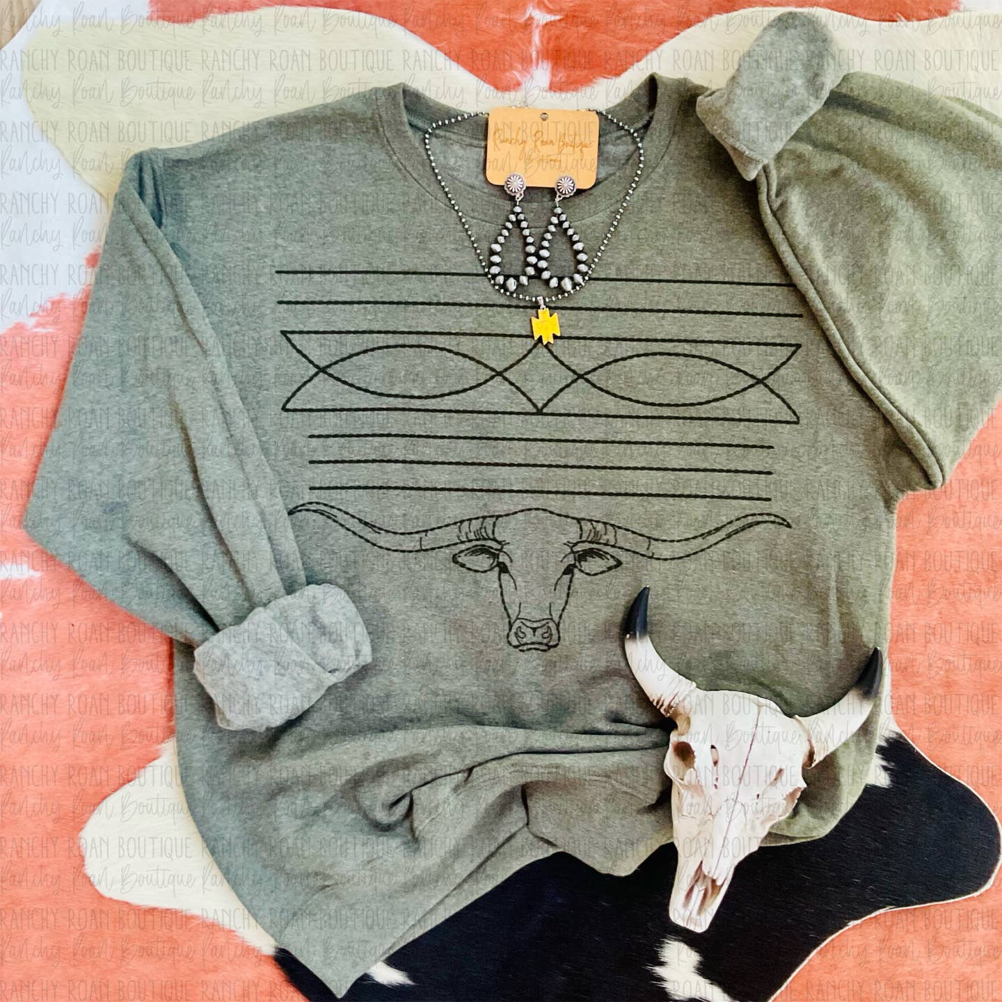 Preorder: Western Longhorn Boot Stitch Sweatshirt