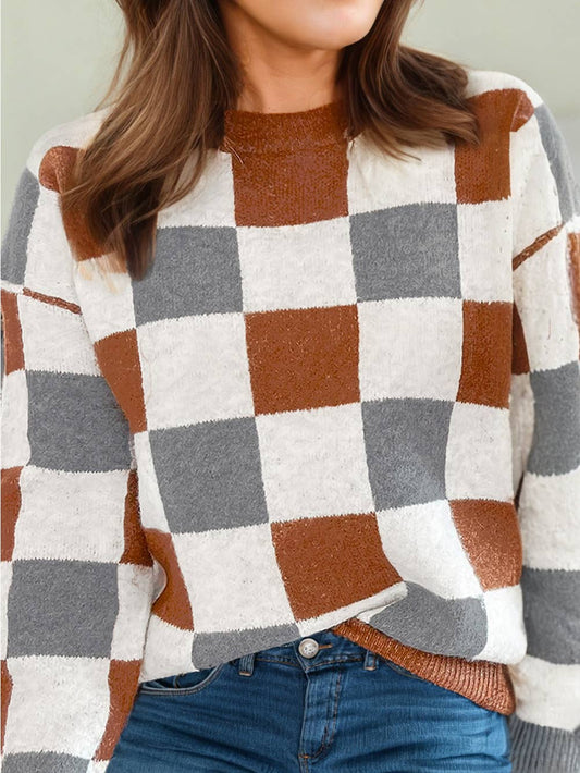 Checkered Crewneck Sweater