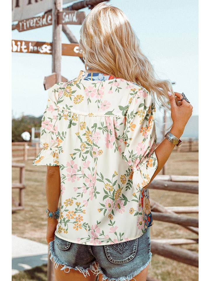 Preorder: Plus Summer Boho Floral Blouse
