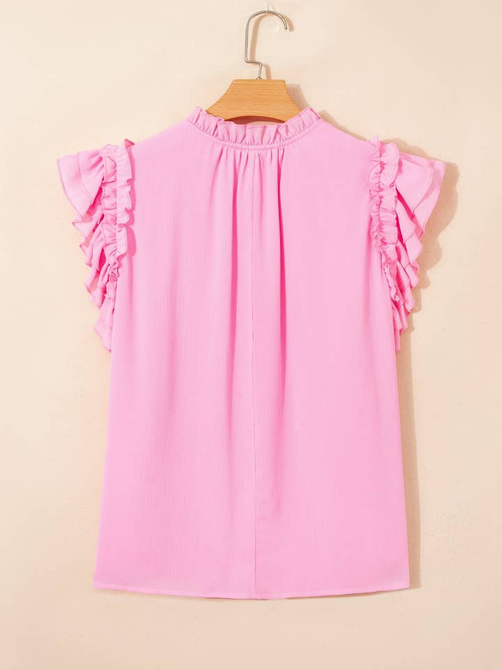 Preorder: Plus Tassel Tie Ruffle Blouse