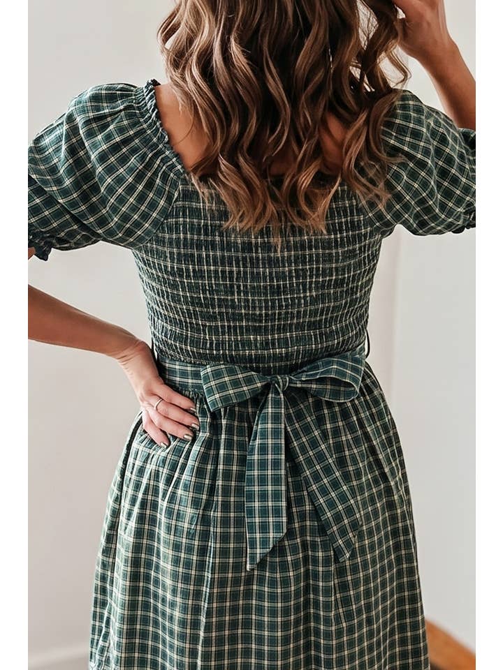 Preorder: Plaid High Waist Ruffle Dress
