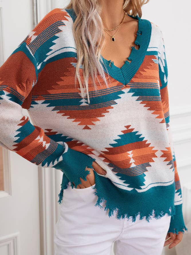 PREORDER Aztec Ripped Top