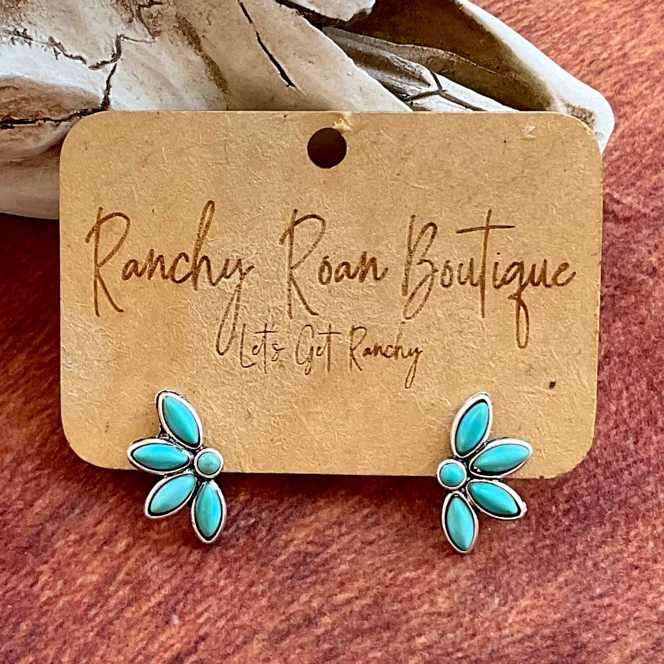 Preorder: Western Turquoise Flower Stud Earrings