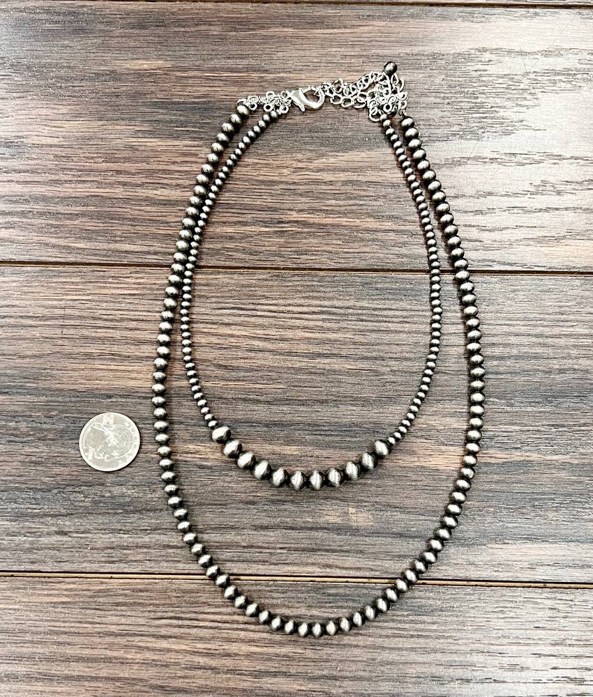 737055, Handmade 20" 2-strand Navajo Bead Necklace