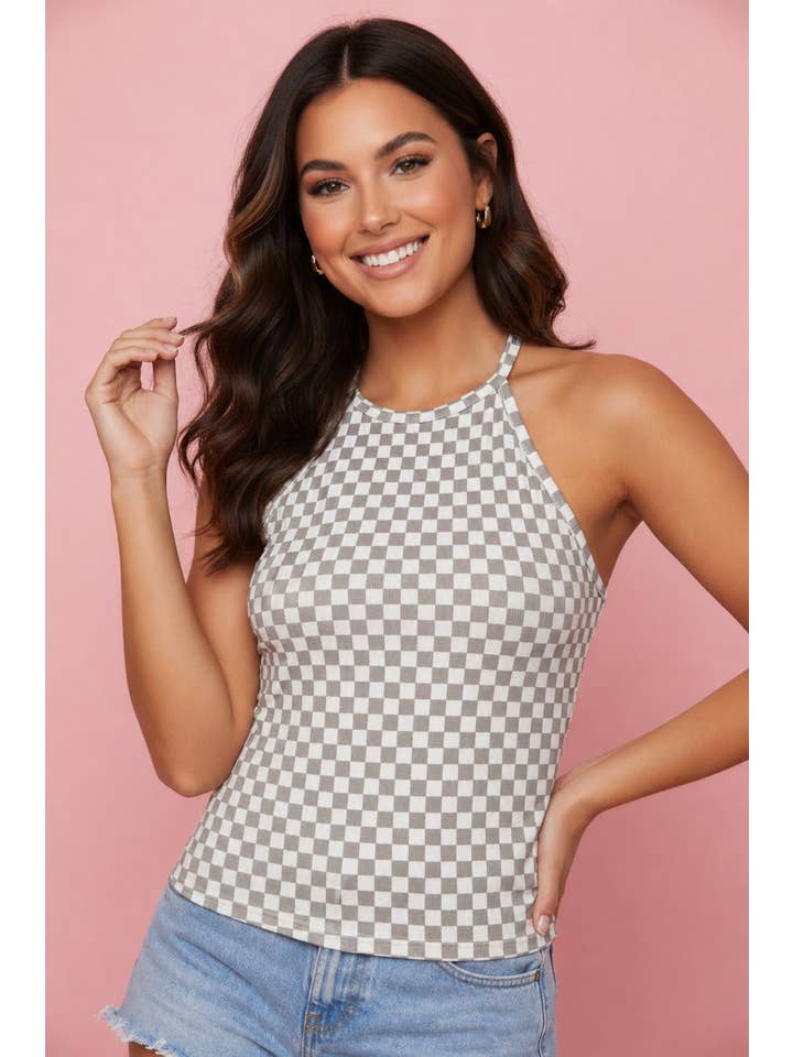 Preorder: Checker Halter Top Tank