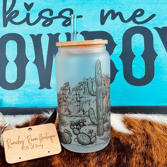 Preorder: Desert Scene Western 16oz Frosted Glass