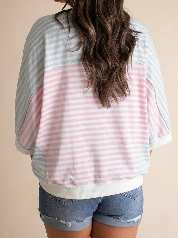 Preorder: Stripe Oversize Patchwork Tee