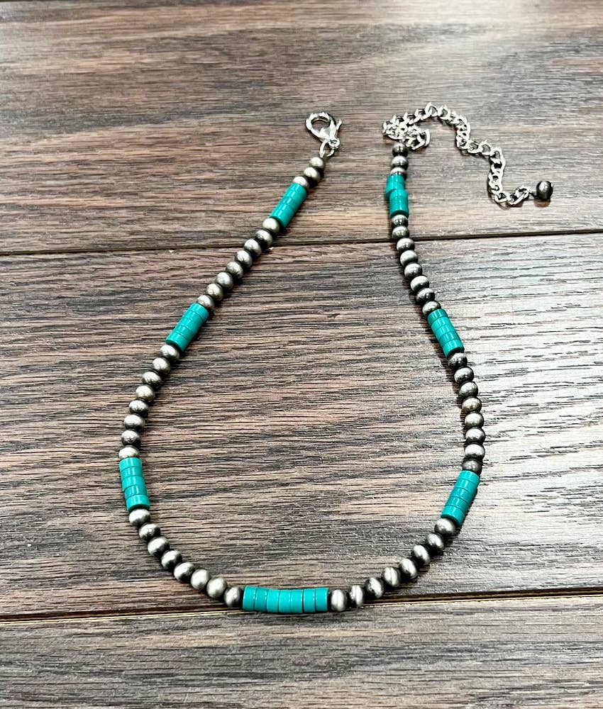 738421, Handmade Navajo Heishi Turquoise Necklace