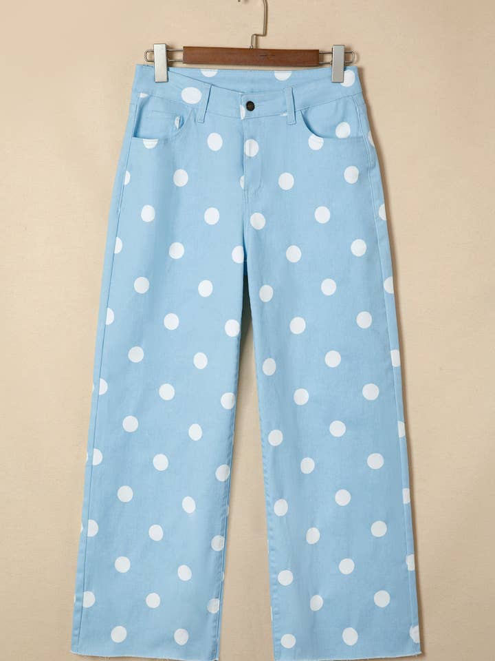 Preorder: Polka Dot Denim Raw Hem Jean