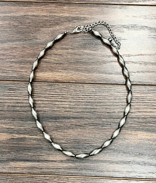 739531-1, 18" Handmade Elongated Navajo Bead Necklace