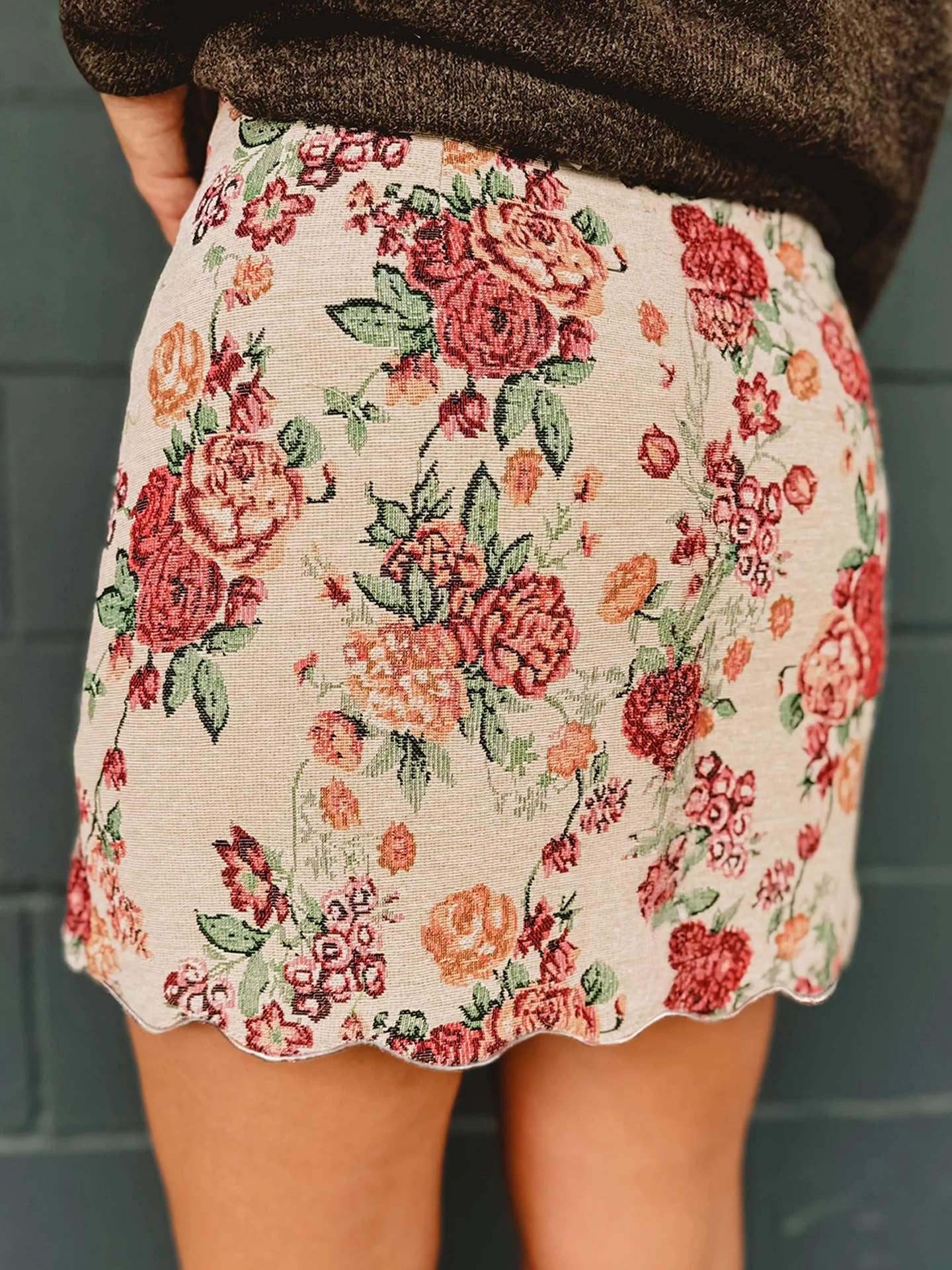 Preorder: Floral Scalloped Trim Skirt