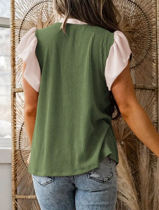 Preorder: Plus Contrast Frilled Blouse