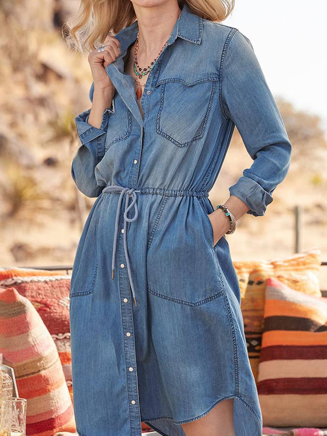 PREORDER Denim Button Up Dress