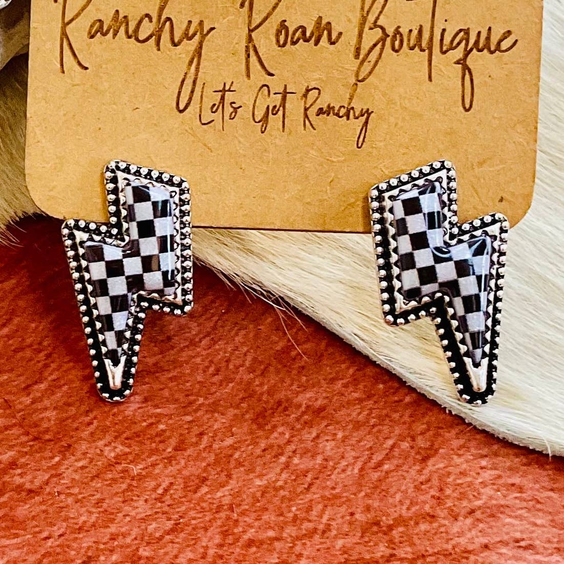 Preorder: Checkered Thunder Stud Earrings