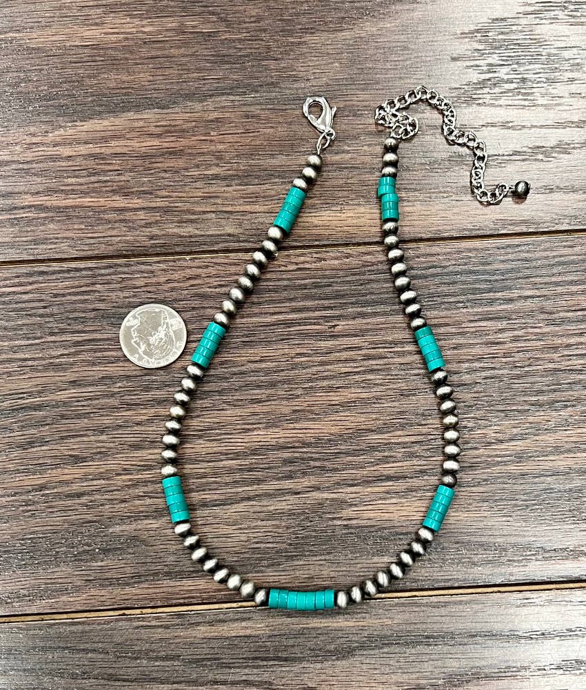738421, Handmade Navajo Heishi Turquoise Necklace