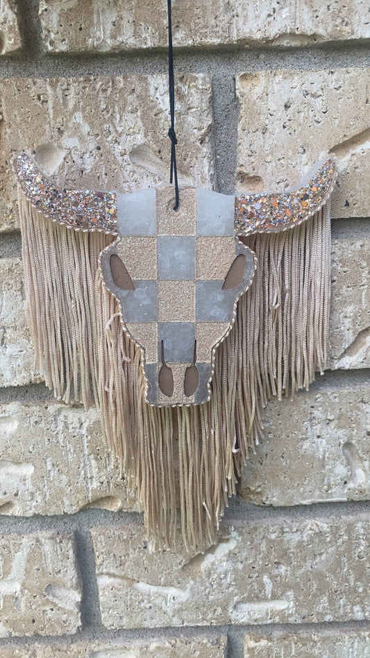 Checkered Bull Skull Freshie