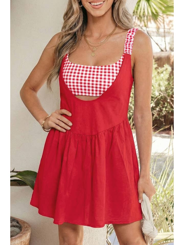 Preorder: Gingham Contrast Mini Dress