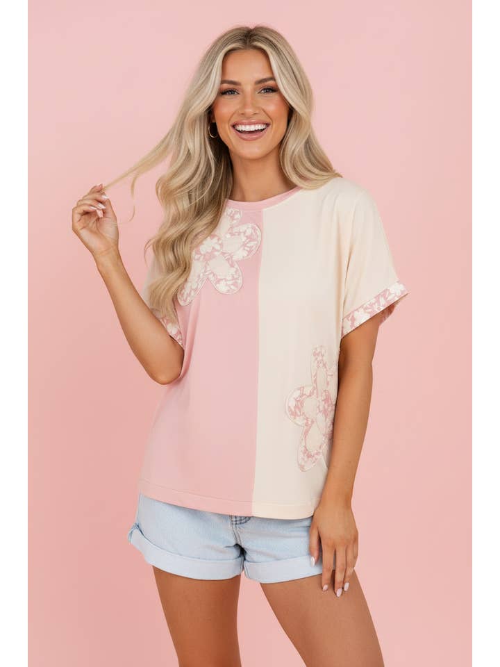 Preorder: Flower Colorblock Tee