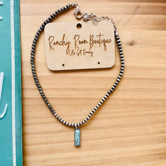 Preorder: 4mm Navajo Pearl Bar Pendant Choker Necklace