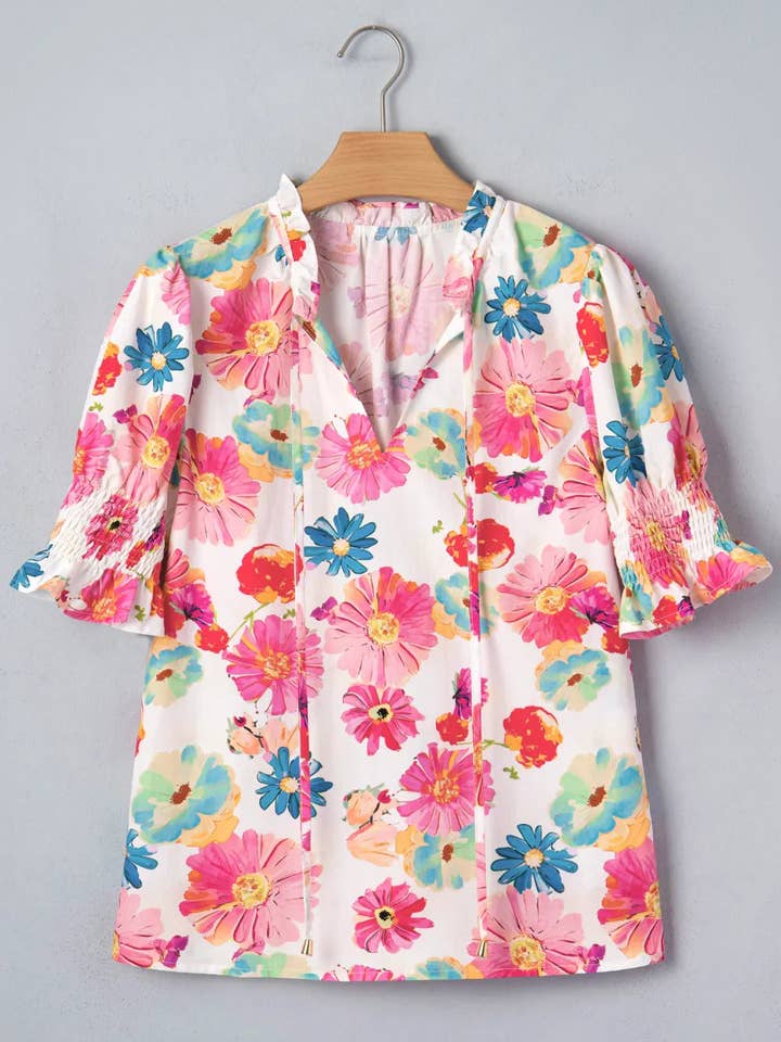 Preorder: Plus Floral Tie Blouse