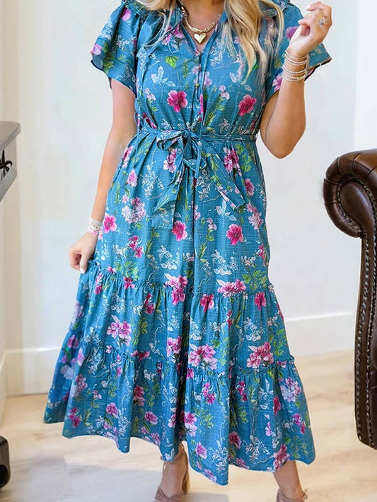 Preorder: Floral Flutter Sleeve Dress