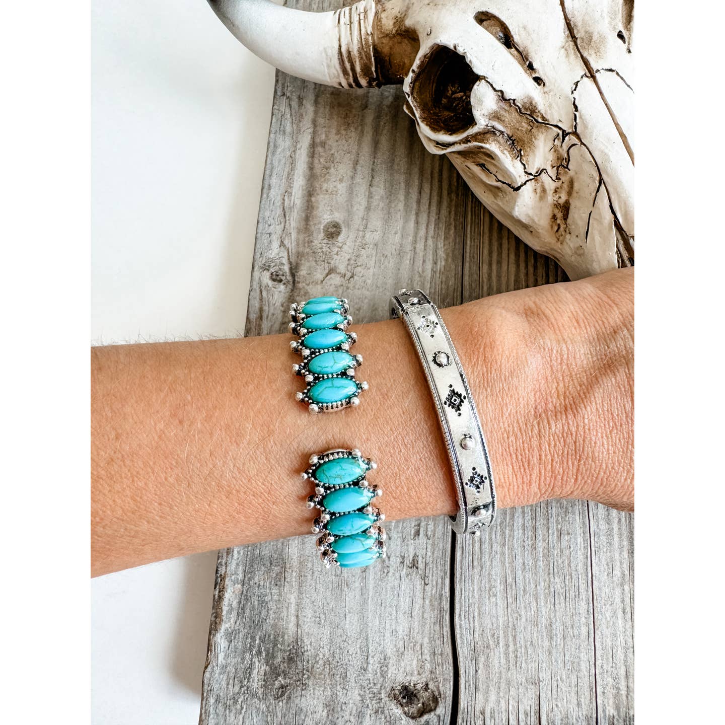 Preorder: Western Oval Stone Hinge Bracelet