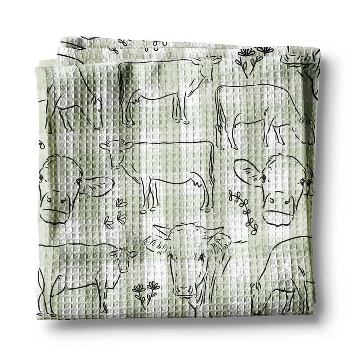 Plaid Cow Waffle Kitchen Towel