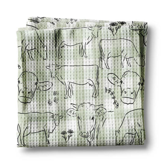 Plaid Cow Waffle Kitchen Towel