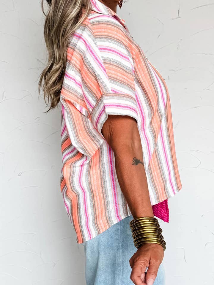 Preorder: Striped Button down Blouse