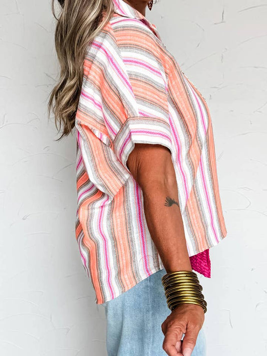 Preorder: Striped Button down Blouse