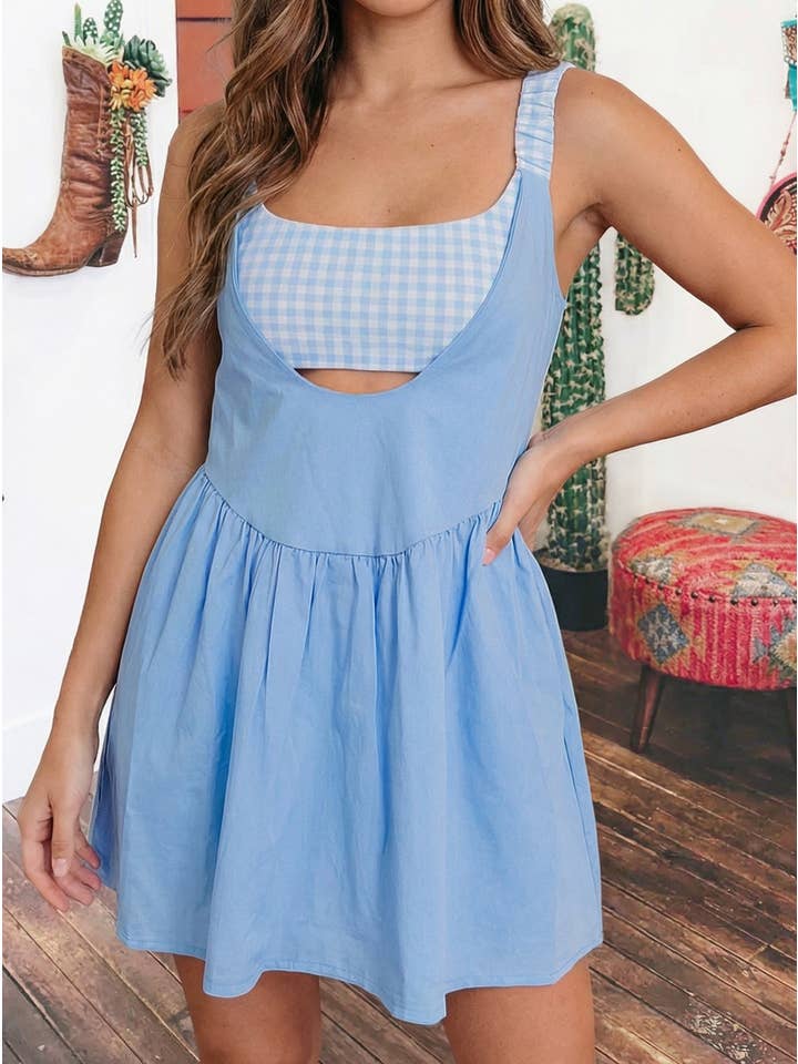 Preorder: Gingham Contrast Mini Dress