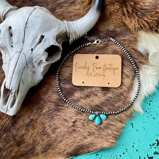 Preorder: Western Half Concho Stone Choker Necklace