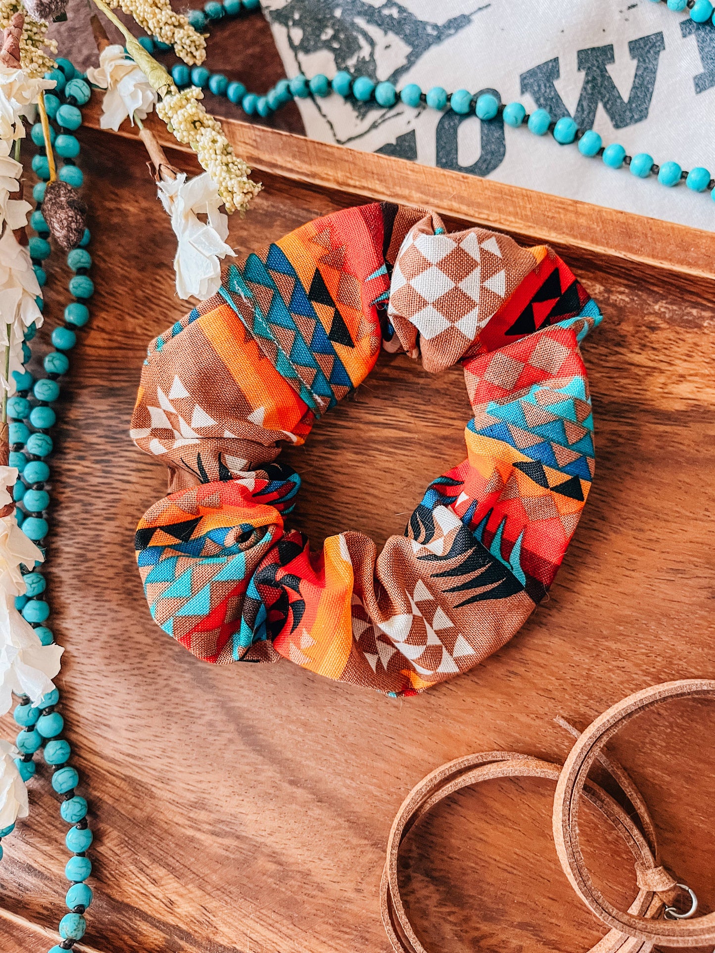 Aztec Western Boho Print Handmade Scrunchie