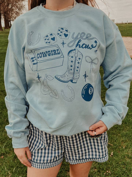 Cowgirl Doodles Western Crewneck