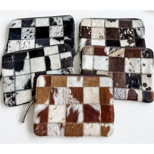Cowhide Accessory Bag Pouch Genuine Hair-On Hide Makeup Bag 