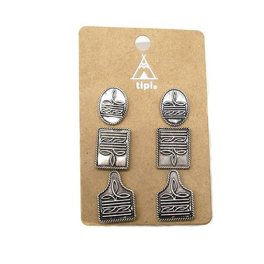 PREORDER Western Boot Stitch 3 Pair Earring Set
