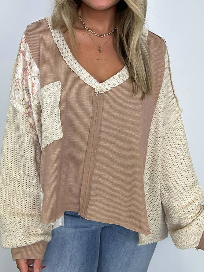 PREORDER Floral Waffle Knit Top