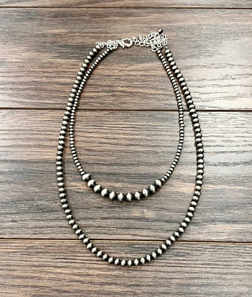 737055, Handmade 20" 2-strand Navajo Bead Necklace