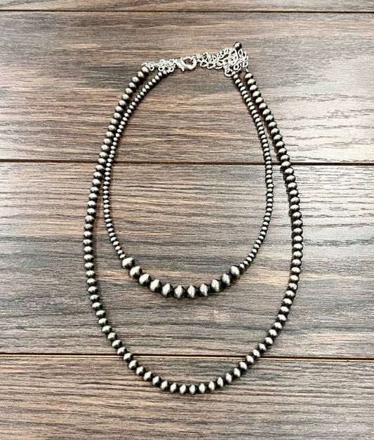 737055, Handmade 20" 2-strand Navajo Bead Necklace