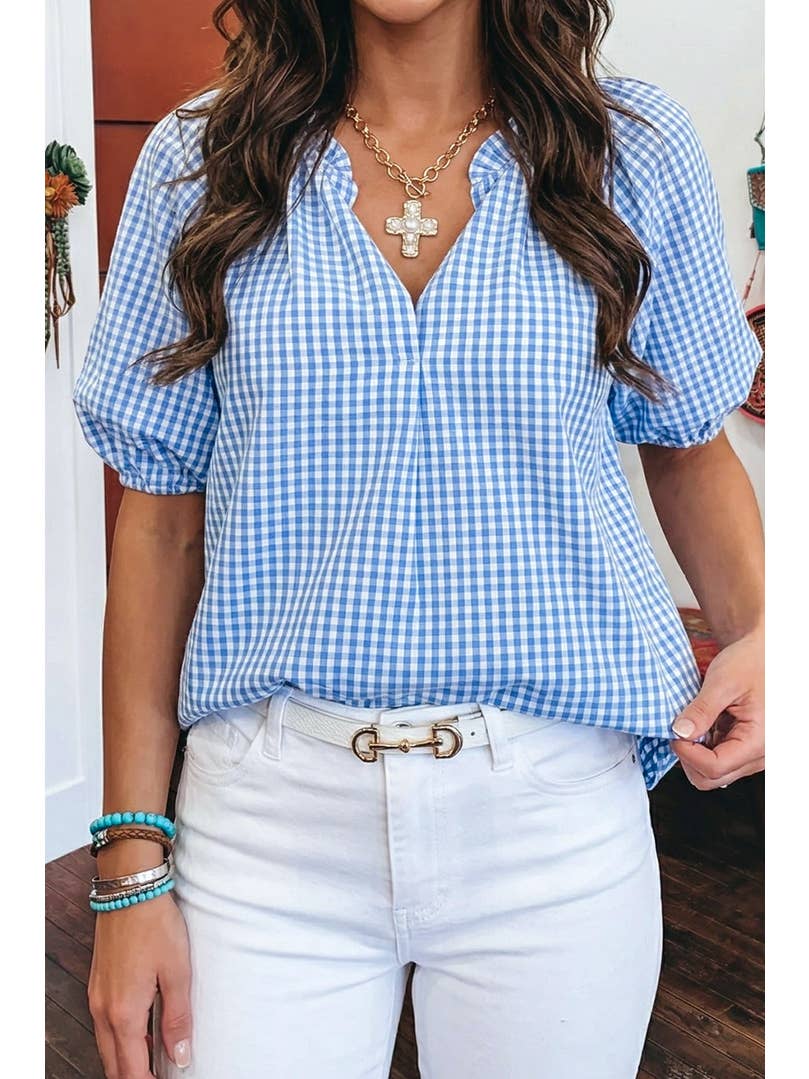 Preorder: Summer Plaid Blouse Top