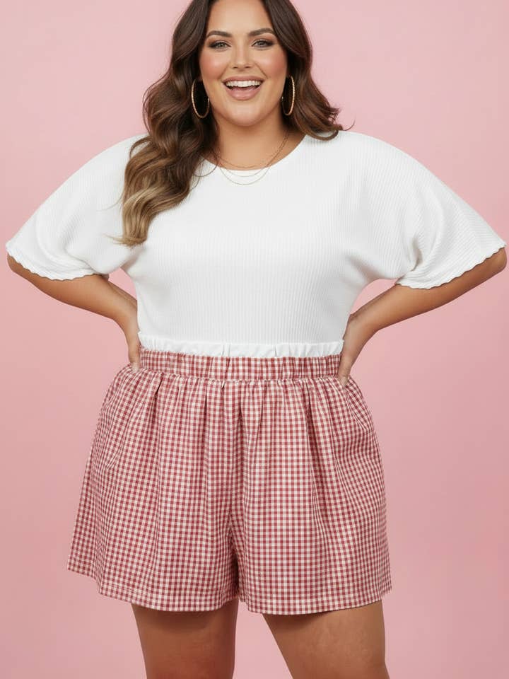 Preorder: Plus Gingham Ruffle Shorts