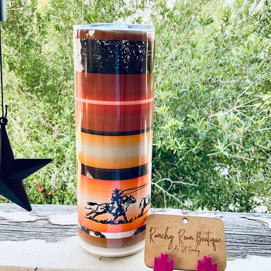 Preorder: Cowboy Sunset Stripe Western 20oz Skinny Tumbler