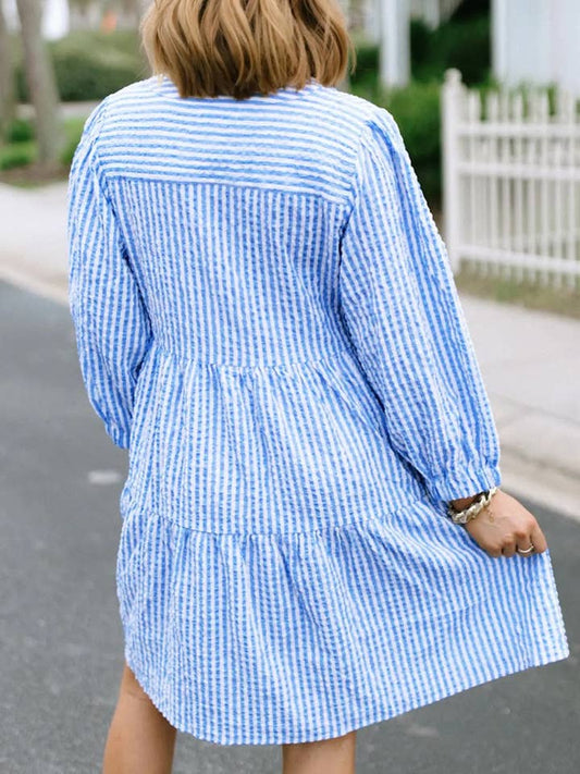 Preorder: Plus Stripe Notched Dress