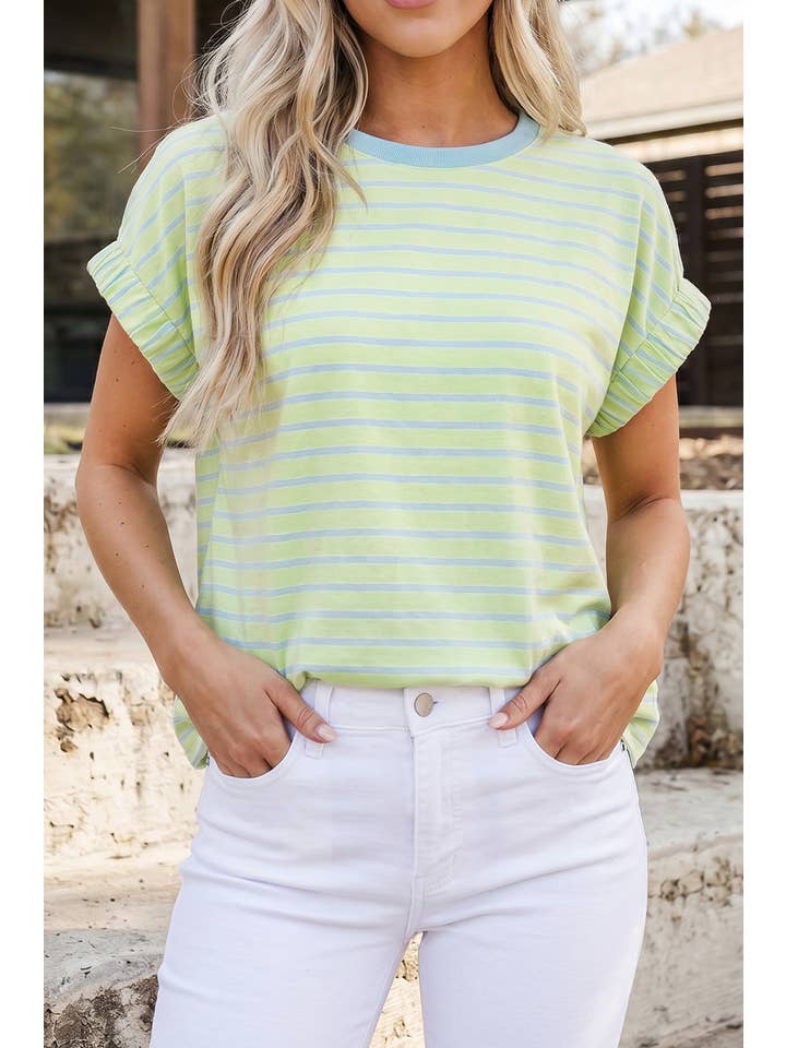 Preorder: Cuffed Stripe Top